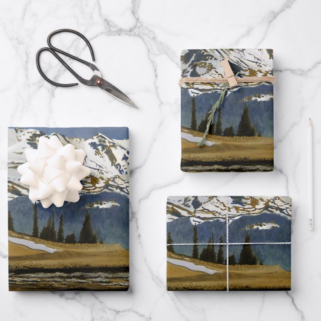 Colorado Snow Mountains Wrapping Paper Sheet (Front)