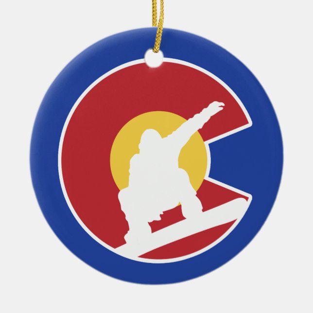 Colorado Snowboard Ceramic Tree Decoration (Front)
