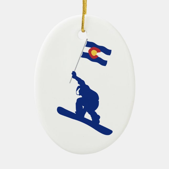 Colorado Snowboard Flag Ceramic Tree Decoration (Front)