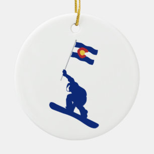 Colorado Snowboard Flag Ceramic Tree Decoration