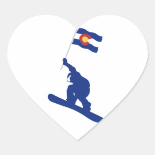 Colorado Snowboard Flag Heart Sticker