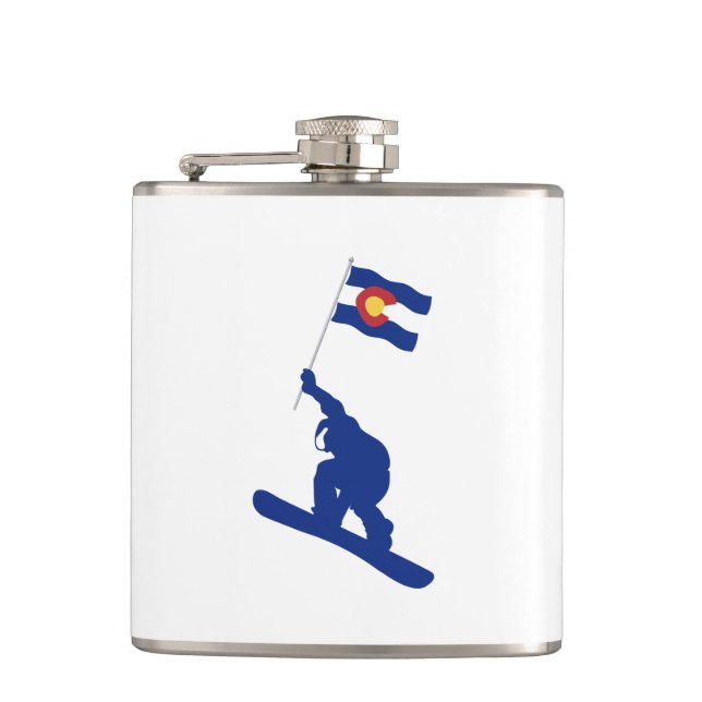 Colorado Snowboard Flag Hip Flask (Front)