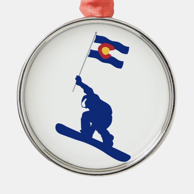 Colorado Snowboard Flag Metal Tree Decoration (Front)