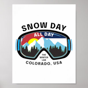 Colorado Snowboarding Snow Rocky Skiing Mountain D Poster