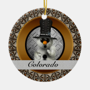 Colorado Snowman Christmas Ornament
