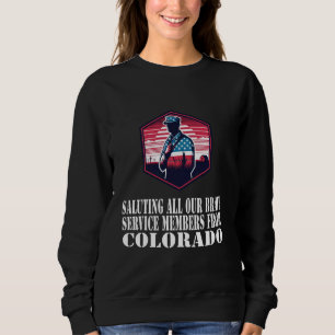 Colorado Soldier Patriotic American with Flag Silh Sweatshirt