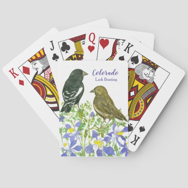 Colorado Souvenir Lark Bunting Birds Columbine Playing Cards (Back)
