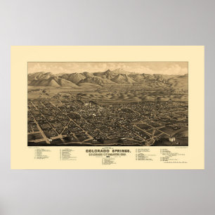Colorado Springs, CO Panoramic Map - 1882 Poster
