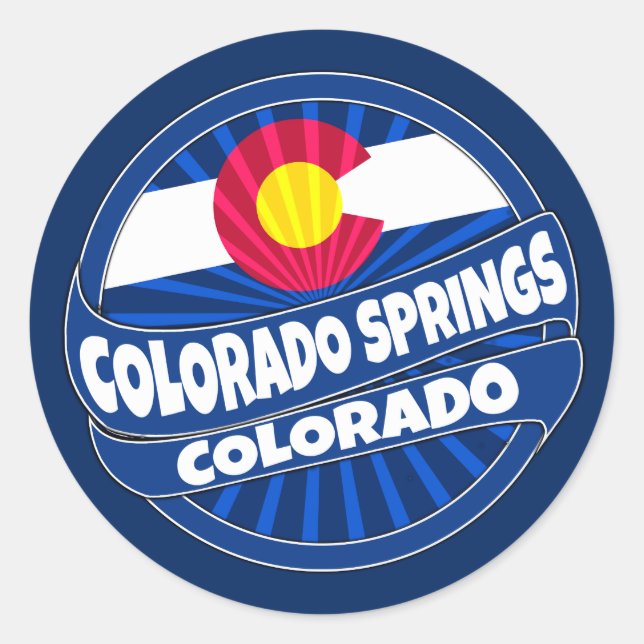 Colorado Springs Colorado flag burst stickers (Front)