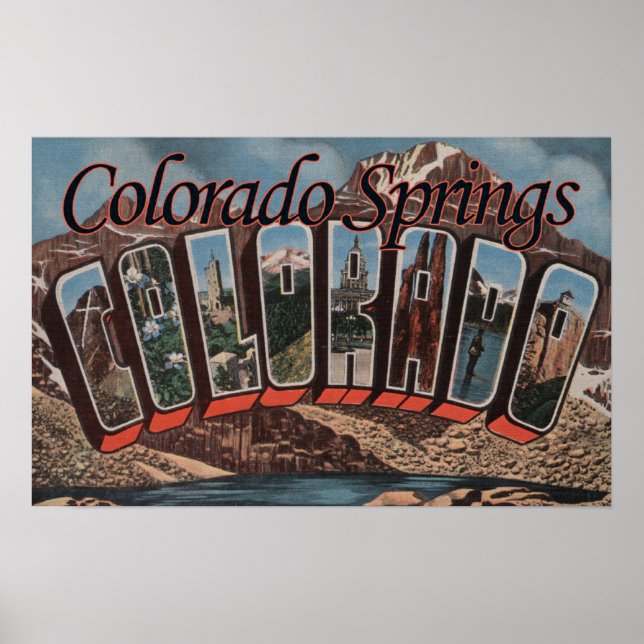 Colorado Springs, Colorado - Large Letter Scenes Poster (Front)