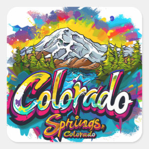 Colorado Springs, Colorado Pikes Peak Mountain Square Sticker