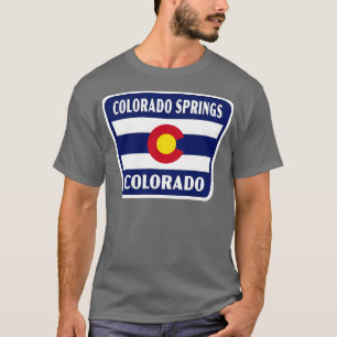 Colorado Springs Colorado Retro Flag Badge Blue T-Shirt
