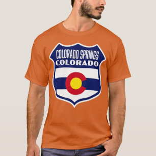 Colorado Springs Colorado Retro Flag Shield Blue T-Shirt