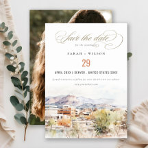 Colorado Springs Colorado Watercolor Wedding Photo