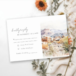 Colorado Springs, Colorado Watercolor Wedding RSVP Card