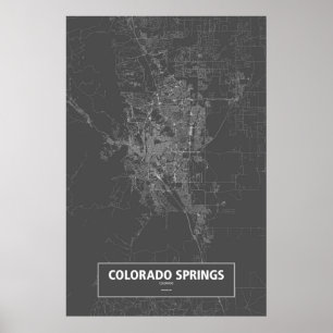 Colorado Springs, Colorado (white on black) Poster