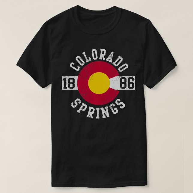 Colorado Springs Flag Retro Faded Home Love  T-Shirt (Design Front)