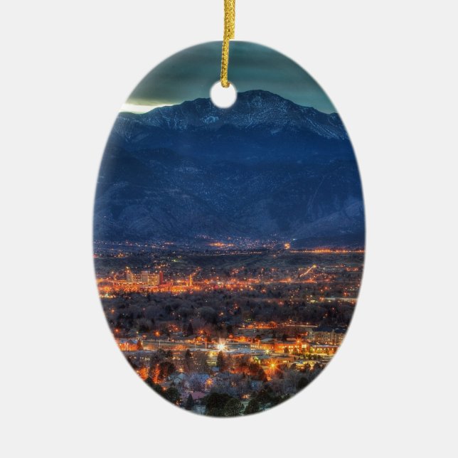 Colorado Springs Lights Ceramic Tree Decoration (Front)
