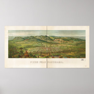 Colorado Springs Pike's Peak 1890 Panoramic Map Poster