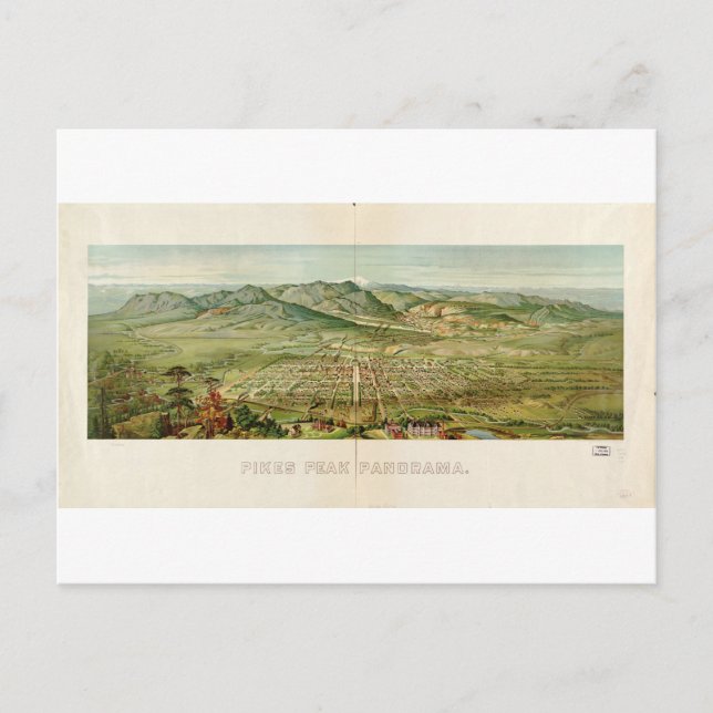 Colorado Springs / Pikes Peak in 1890 Postcard (Front)