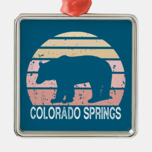 Colorado Springs Retro Bear Metal Tree Decoration