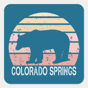 Colorado Springs Retro Bear Square Sticker