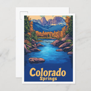 Colorado Springs USA Vintage Travel Illustration Postcard