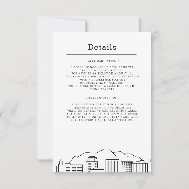 Colorado Springs Wedding | Guest Details Invitation (Front)