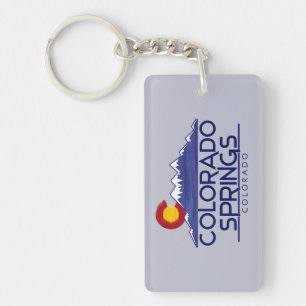 Colorado Springs wood mountains keychain
