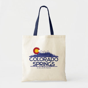 Colorado Springs wood mountains tote bag