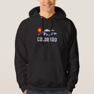 Colorado State Denver Map Flag Co Souvenir Mountai Hoodie