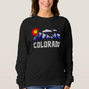 Colorado State Denver Map Flag Co Souvenir Mountai Sweatshirt