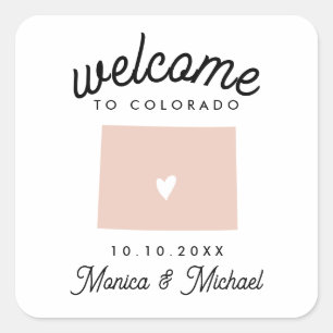 COLORADO State Destination Wedding  ANY COLOR!   Square Sticker