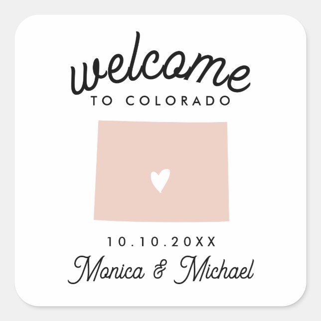 COLORADO State Destination Wedding  ANY COLOR!   Square Sticker (Front)
