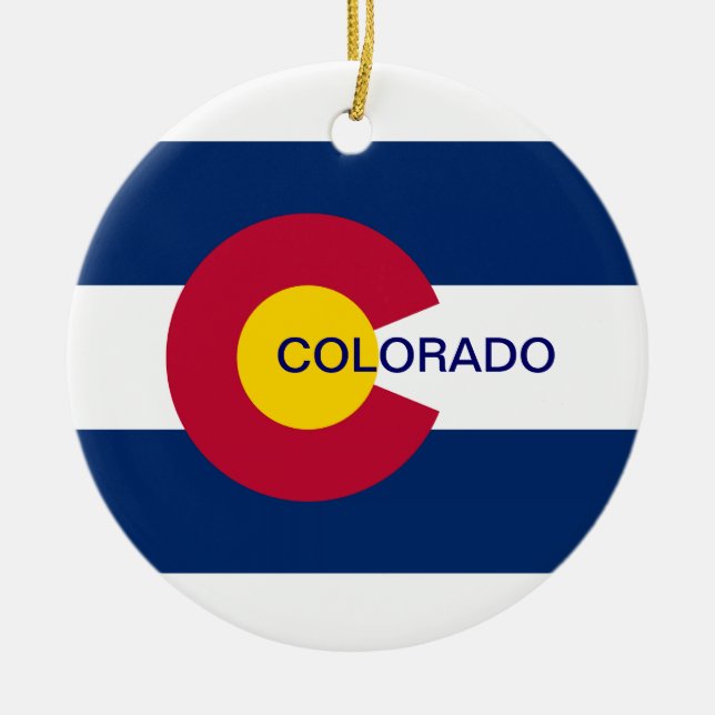 Colorado State Flag Ceramic Tree Decoration (Front)