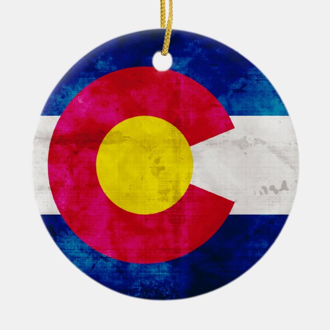 Colorado State Flag Ceramic Tree Decoration (Front)