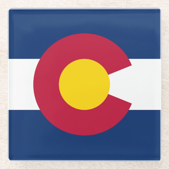 Colorado State Flag Glass Coaster (Front)