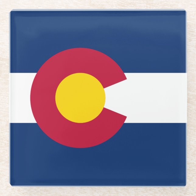 Colorado State Flag Glass Coaster (Front)