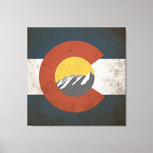 Colorado State Flag Grunge with Mountains Canvas Print (Front)
