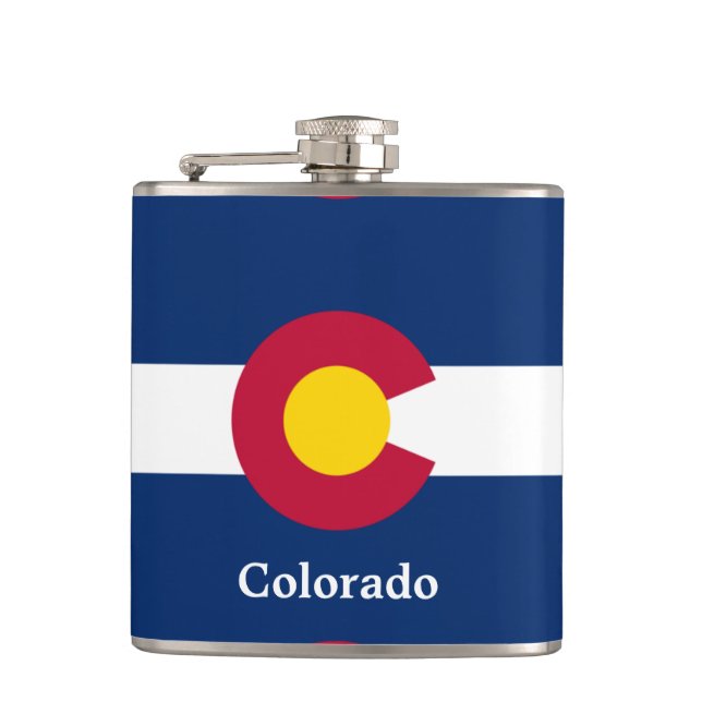 Colorado State Flag Hip Flask (Front)