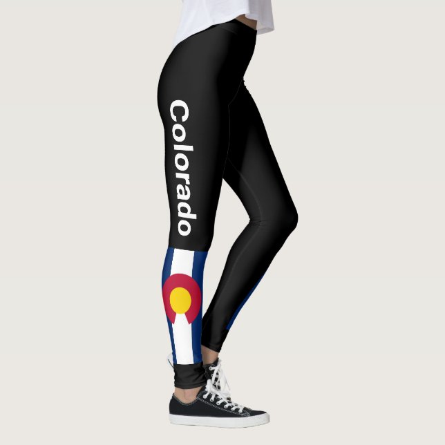Colorado State Flag Leggings Black Running Pants (Right)