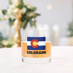 Colorado state flag personalized whiskey glass