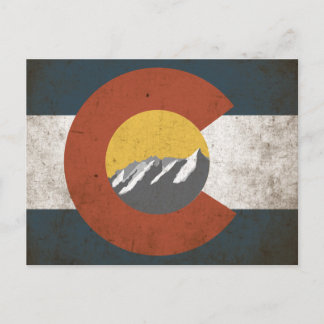 Colorado State Flag PostCard Grunge Mountains