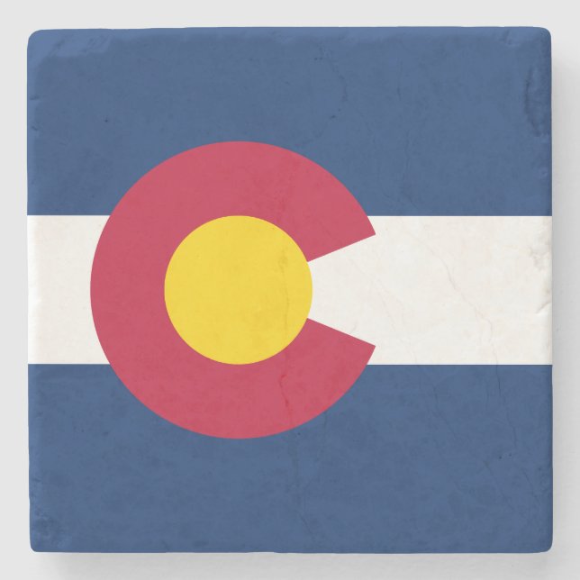 Colorado State Flag Stone Coaster (Front)