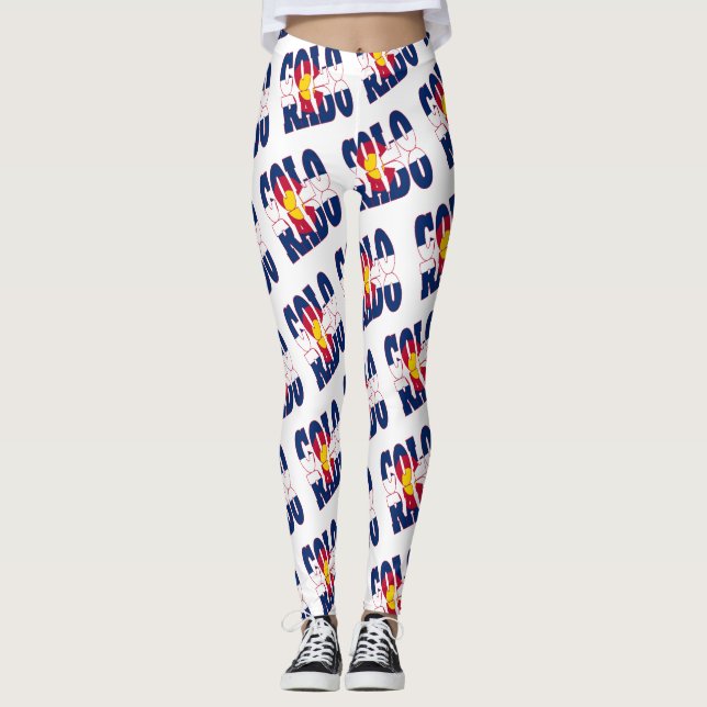 Colorado state flag text pattern leggings (Front)