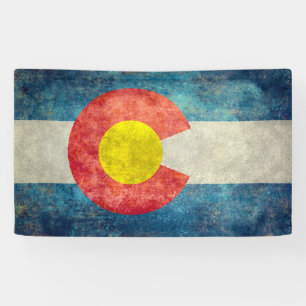 Colorado State flag with vintage retro grungy look Banner