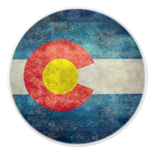 Colorado State flag with vintage retro grungy look Ceramic Knob