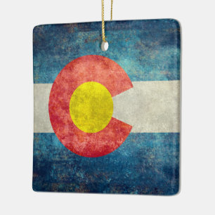 Colorado State flag with vintage retro grungy look Ceramic Tree Decoration
