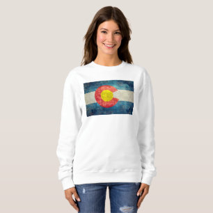 Colorado State flag with vintage retro grungy look Sweatshirt
