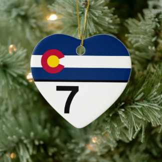 Colorado State Highway 7 shield Ceramic Tree Decoration